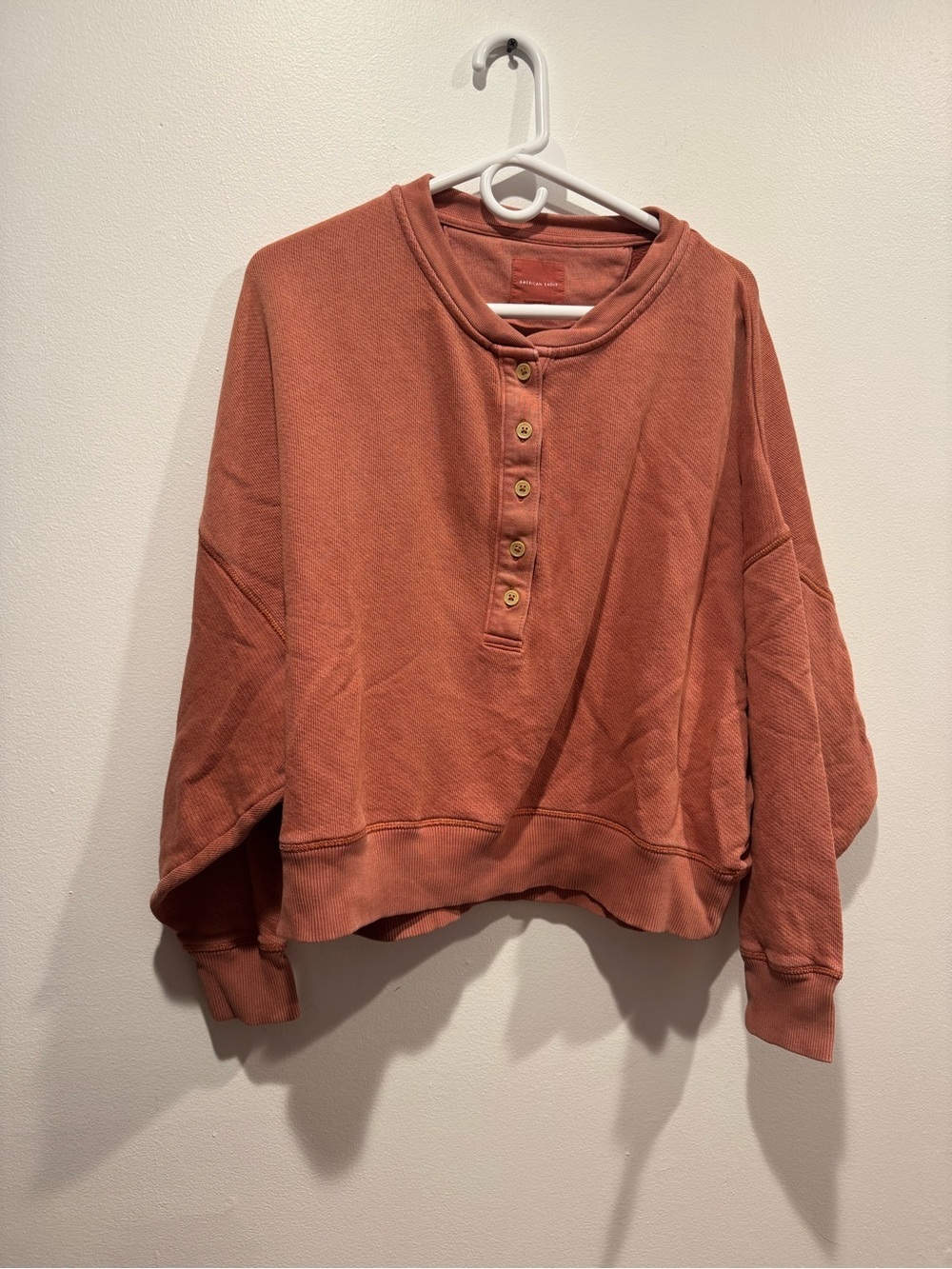 American Eagle Outfitters Henley waffle knit sweatshirt